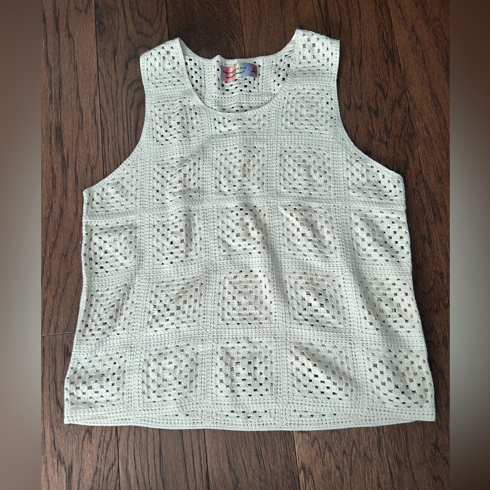 Abercrombie for Trevor Project Cream Crochet Cottagecore Grandmacore Top